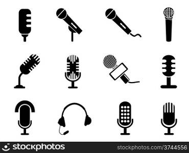 isolated black microphone icons set from white background