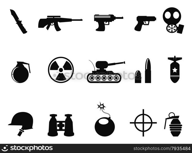 isolated Black Military and Army Icons set from white background