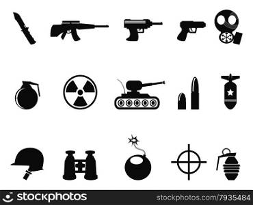 isolated Black Military and Army Icons set from white background
