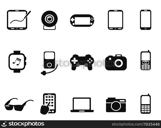 isolated Black Mobile Devices Icon set from white background