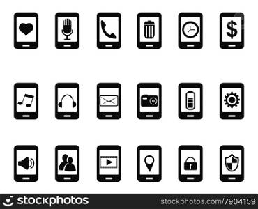 isolated black mobile icons set from white background