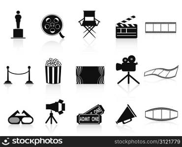 isolated black movies icons set from white background