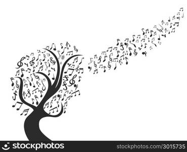 isolated black music note tree from white background