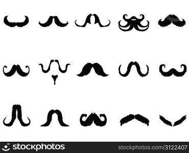 isolated black mustaches set from white background
