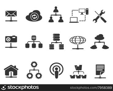 isolated black network icons set from white background