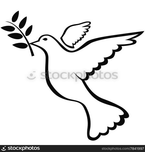 isolated black peace dove symbol on white background