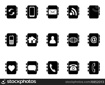isolated black phone address book icons from white background