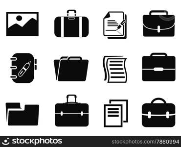 isolated black portfolio icons set from white background