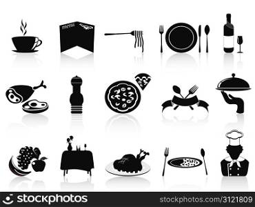 isolated black restaurant icons set on white background