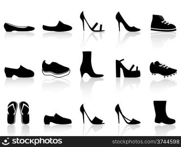isolated black shoes icons from white background