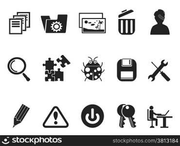 isolated black Software and IT program Developers icon set from white background