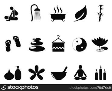 isolated black spa icons set from white background