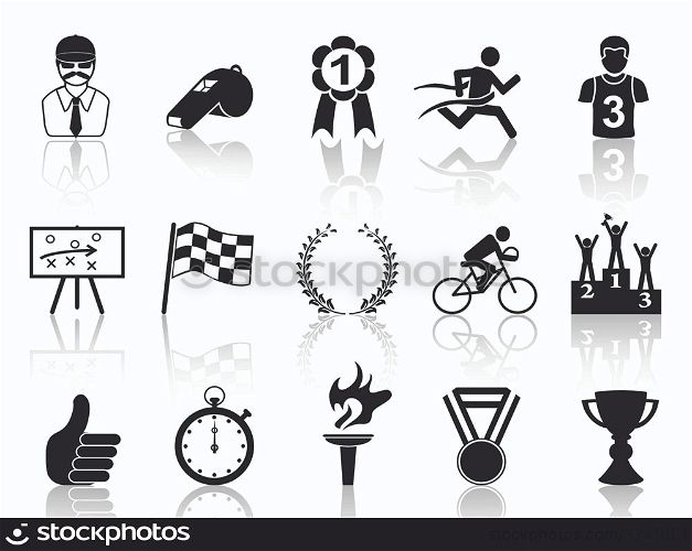 isolated black sport icons set from white background