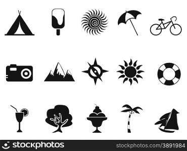 isolated black summer icons set from white background