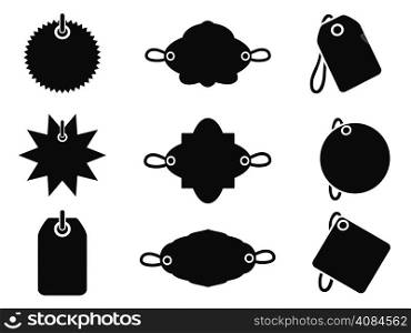 isolated black tag icons on white background