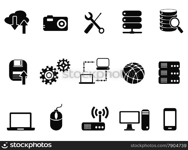 isolated black Technology Icons set from white background