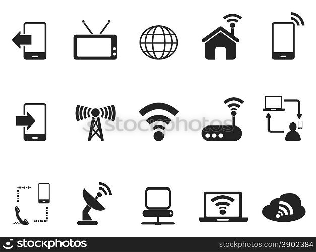 isolated black telecom icons set from white background