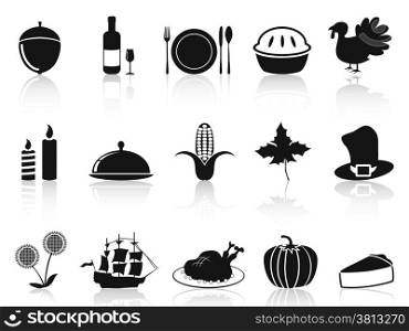 isolated black thanksgiving icons set from white background