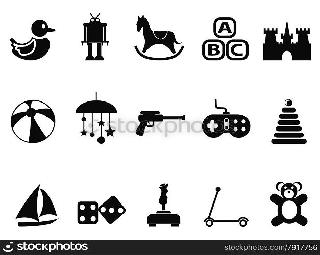isolated black toy icons set from white background