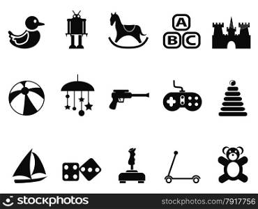 isolated black toy icons set from white background