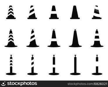 isolated black traffic cone icon from white background