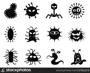 isolated black virus icons set from white background