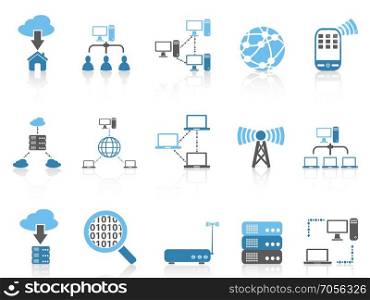 isolated blue color series computer communication icons set from white background