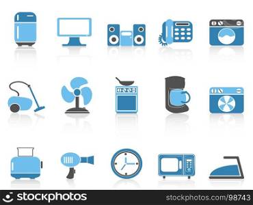 isolated blue color series home devices icon set from white background