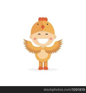 Isolated boy dressed as a chicken. Vector illustration