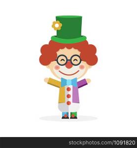 Isolated boy dressed as a clown. Vector illustration