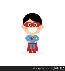 Isolated boy dressed as a superhero. Vector illustration
