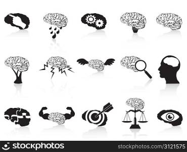 isolated brain conceptual icons set from white background
