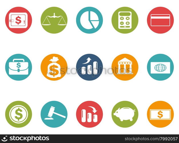 isolated business and Finance round button icons set on white background