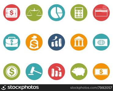 isolated business and Finance round button icons set on white background