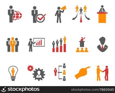 isolated Business and Management Icons orange series on white background