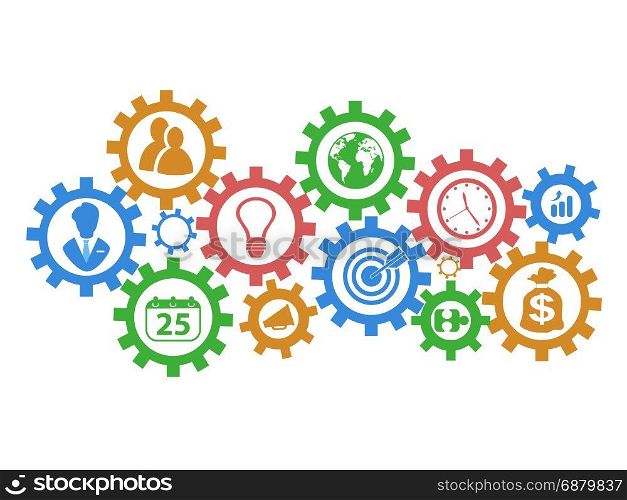 isolated business mechanism gears background on white background
