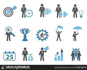 isolated business metaphor icons set blue series on white background