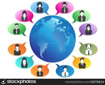 isolated business people Communication around the world on white background