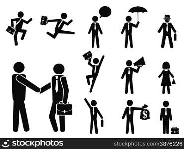 isolated businessman pictogram icons set from white background