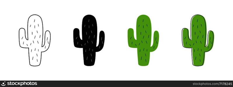 Isolated Cactus icons. Cactus vector icons. Set of different style cactus. Linear, web, flat and cartoon design. Eps10. Isolated Cactus icons. Cactus vector icons. Set of different style cactus. Linear, web, flat and cartoon design
