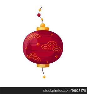 Isolated cartoon vector illustration of red Chinese Lantern with an ornament. Symbol of Chinese culture. Element of Mid-Autumn Festival, Lantern festival, Chinese New Year and Korean Chuseok