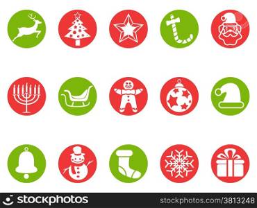 isolated Christmas round button icons set from white background