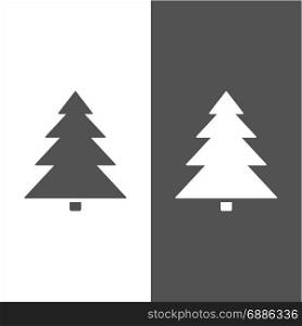 Isolated Christmas tree icon on black and white background