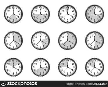 isolated clock measure icons set from white background