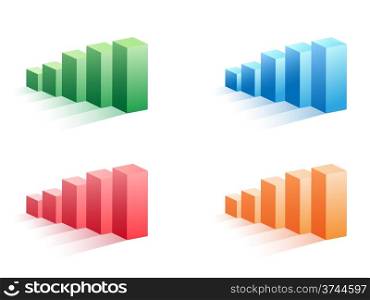 isolated color business bar graph set on white background