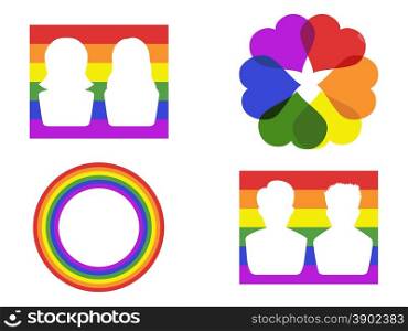 isolated color gay symbol icons on white background