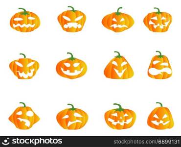 isolated color Halloween pumpkin icons from white background
