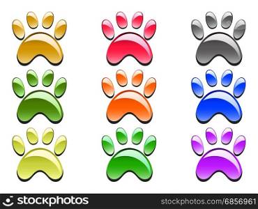 isolated color paw prints icon on white background