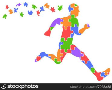 isolated color runner jigsaw puzzles from white background
