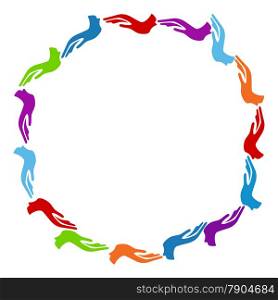 isolated Colorful Hands Circle on white background